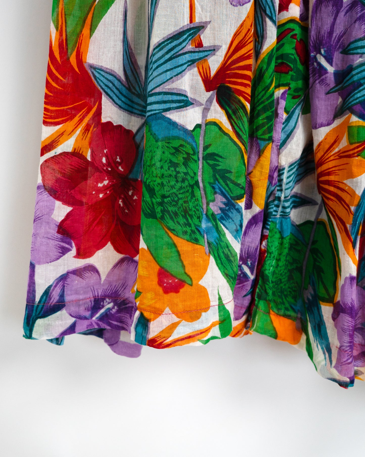 80s Tropical Print Cotton Dress