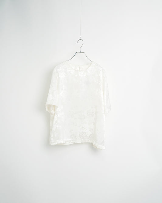 90's White Floral Jacquard Blouse