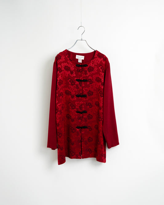 90's Floral Jacquard Chinese Jacket