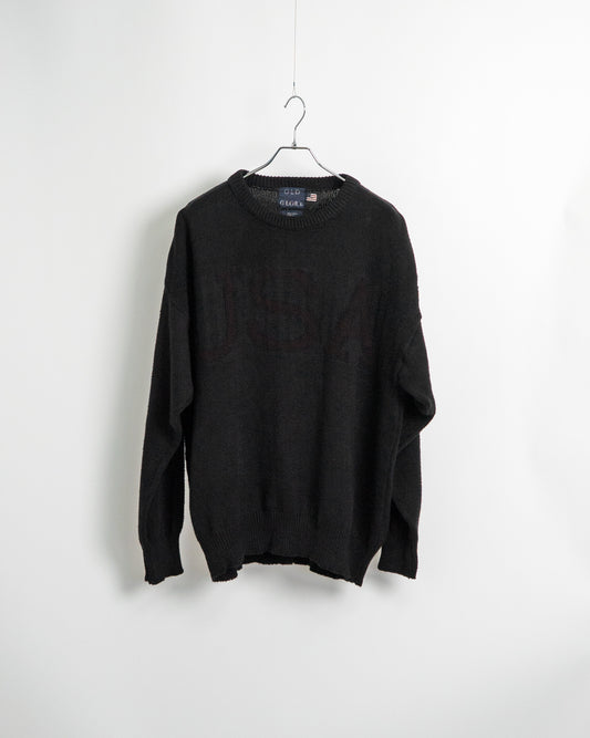 90’s Black “USA” Cotton Knit Sweater