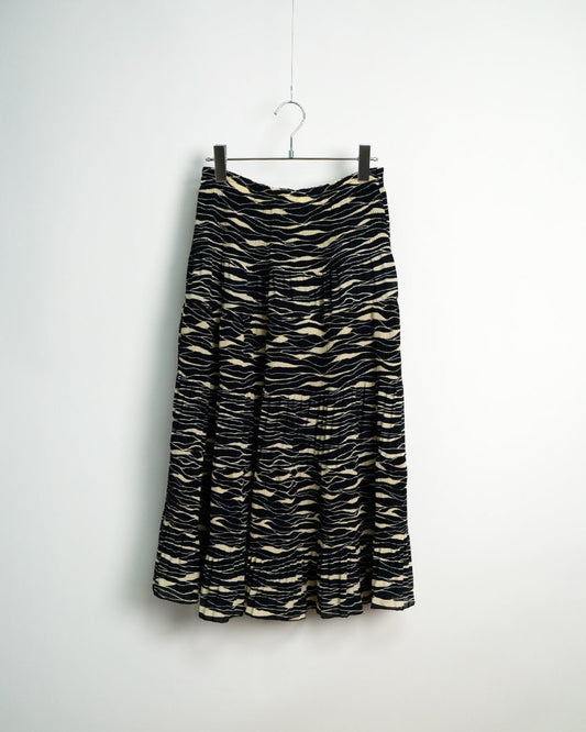 70's-80's Abstract pattern pleated skirt