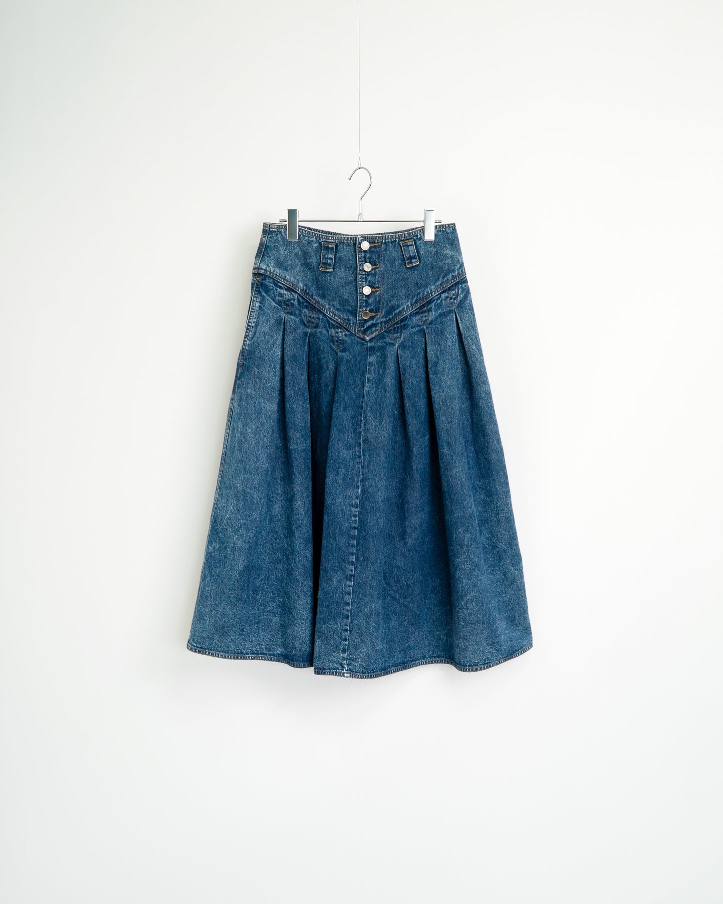 80's Pleated Denim Skirt