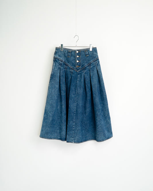80's Pleated Denim Skirt