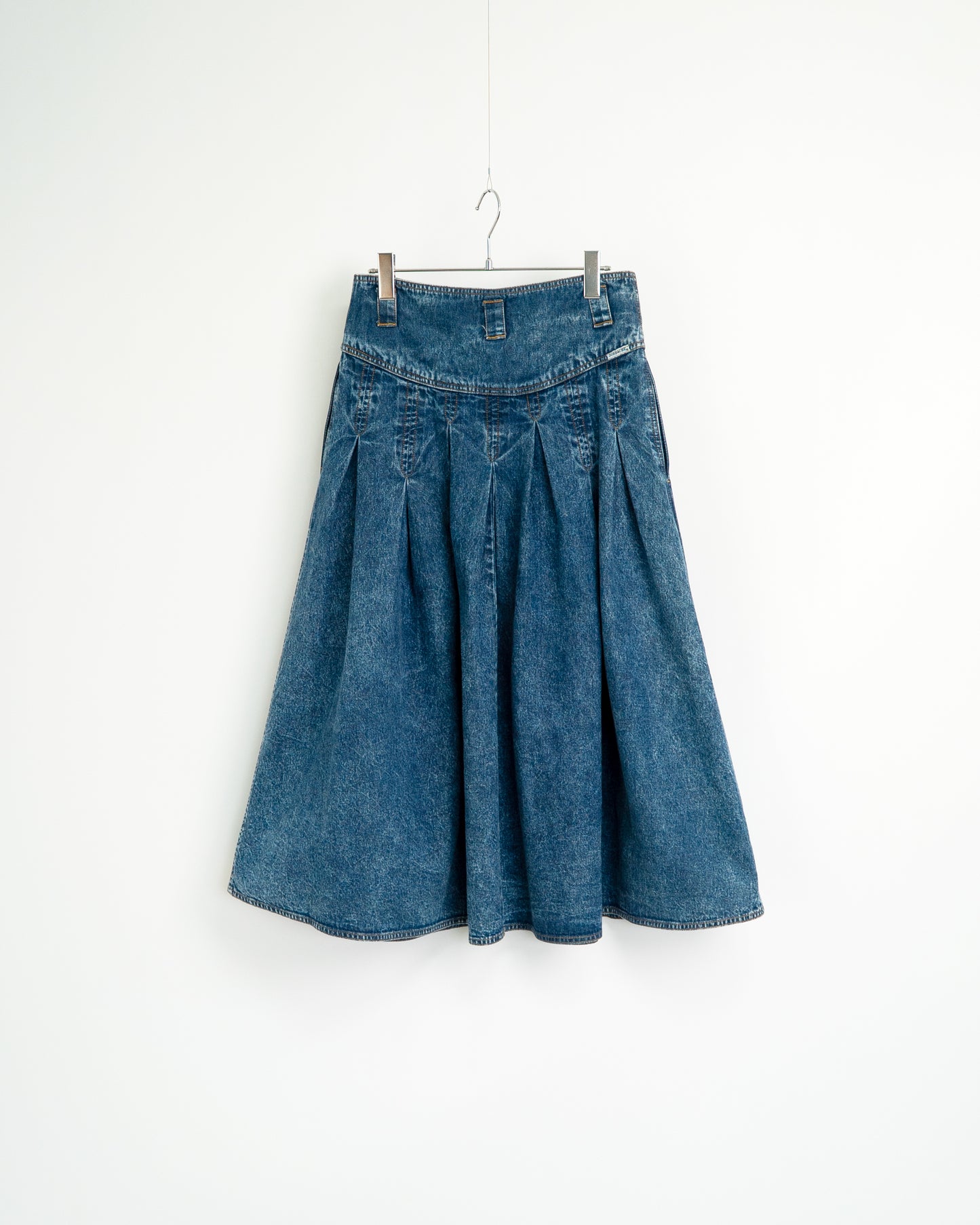 80's Pleated Denim Skirt