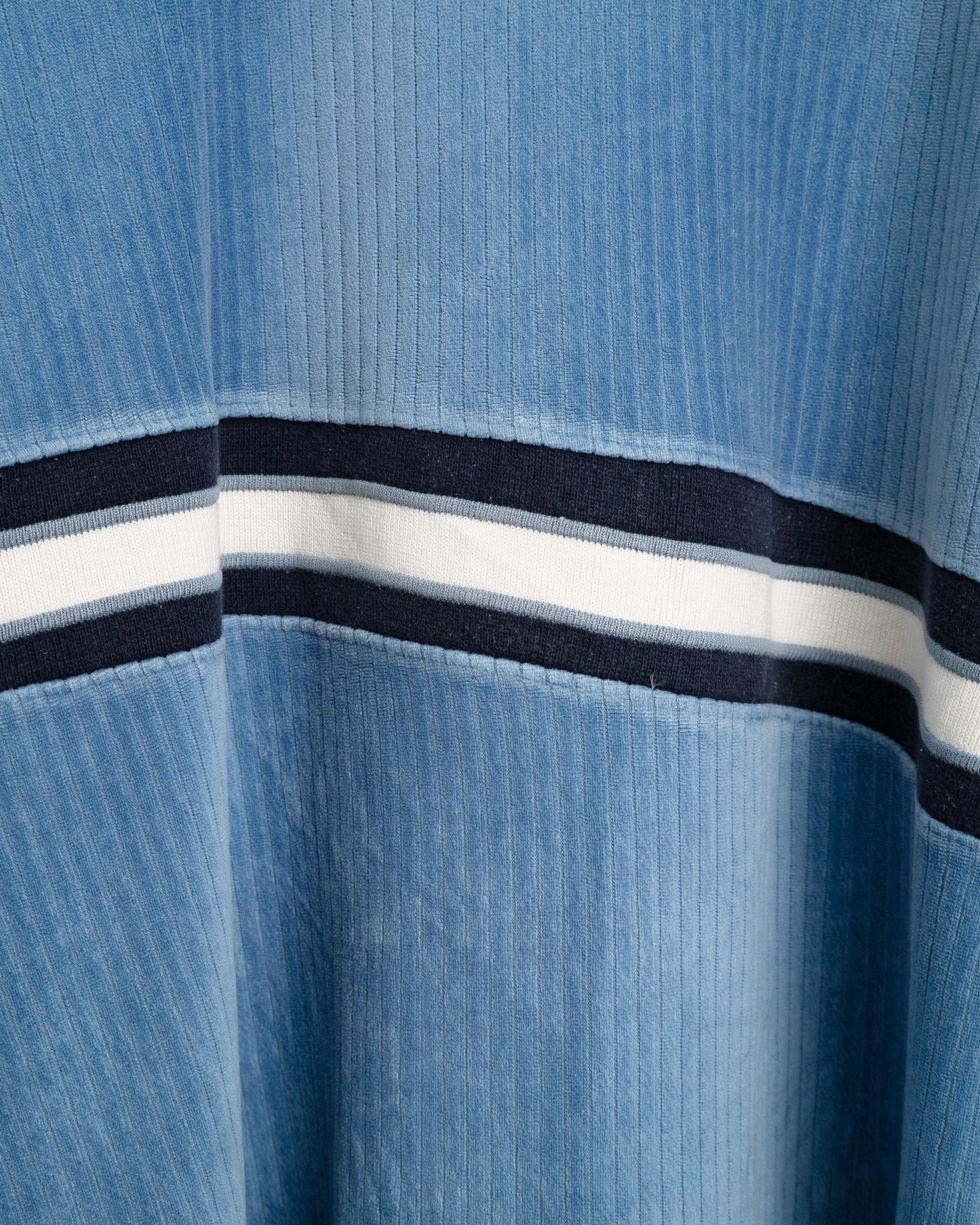 90s Velour pullover with rib-knit stripes