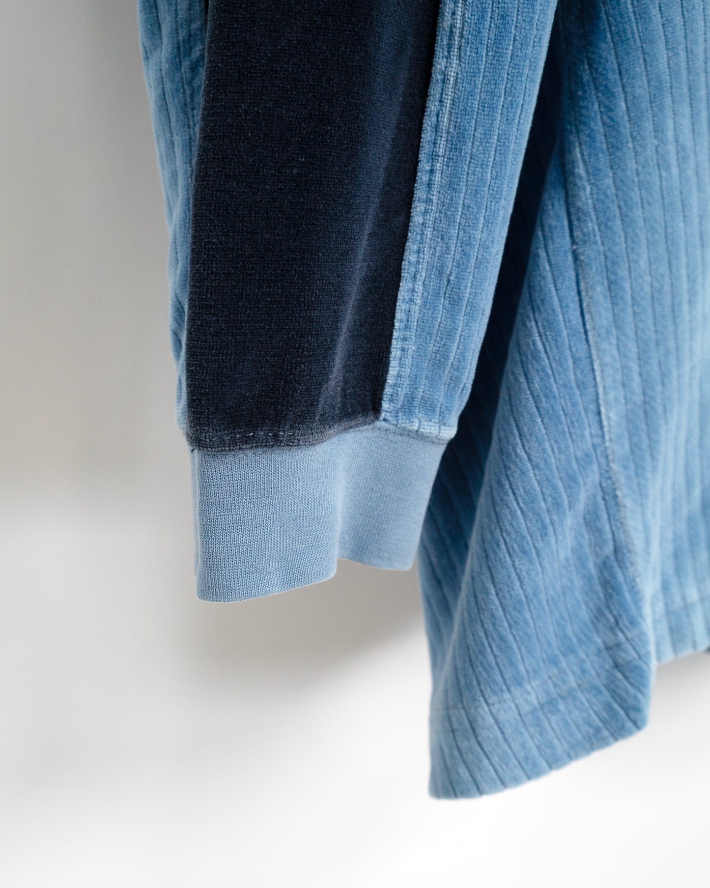 90s Velour pullover with rib-knit stripes