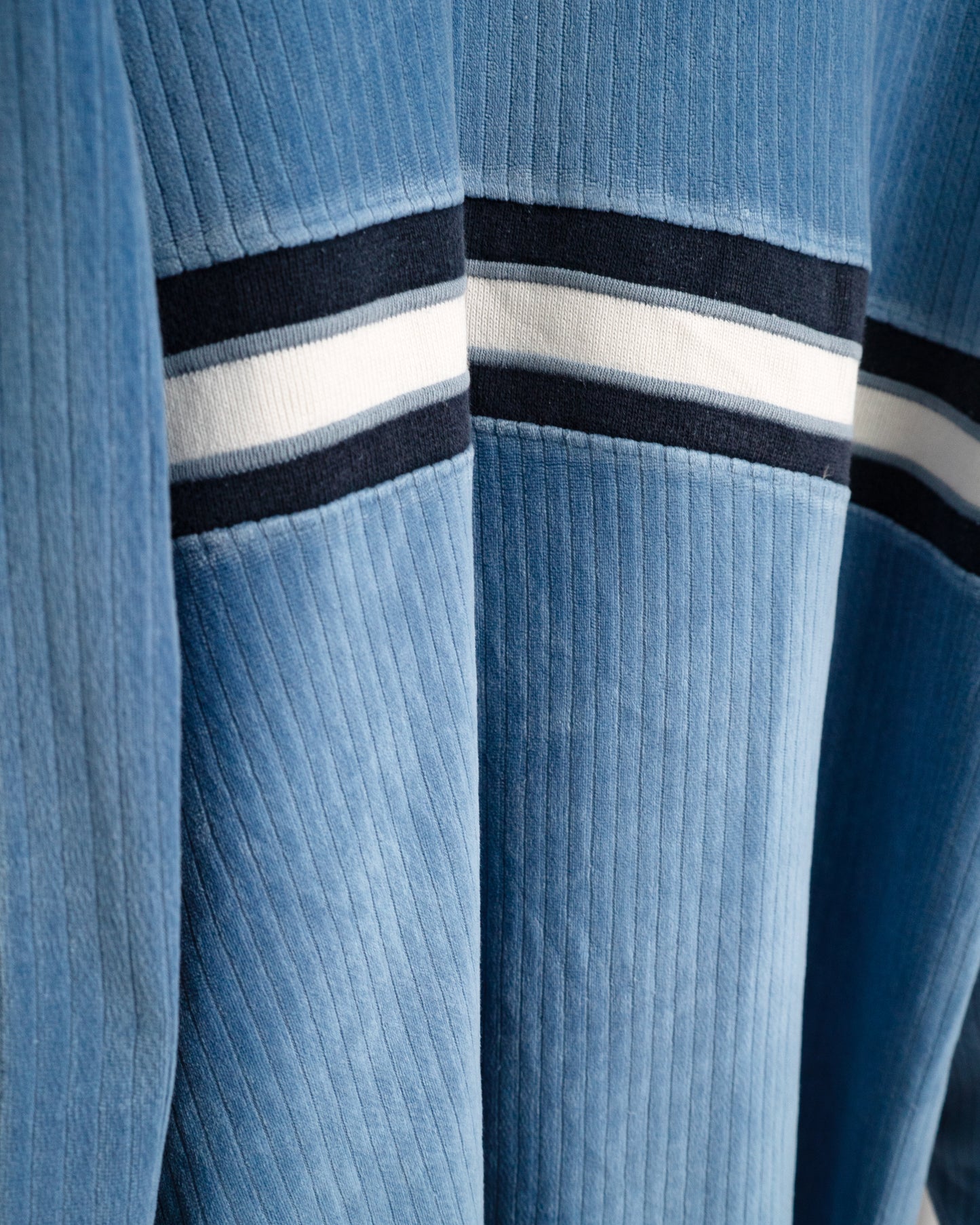 90s Velour pullover with rib-knit stripes