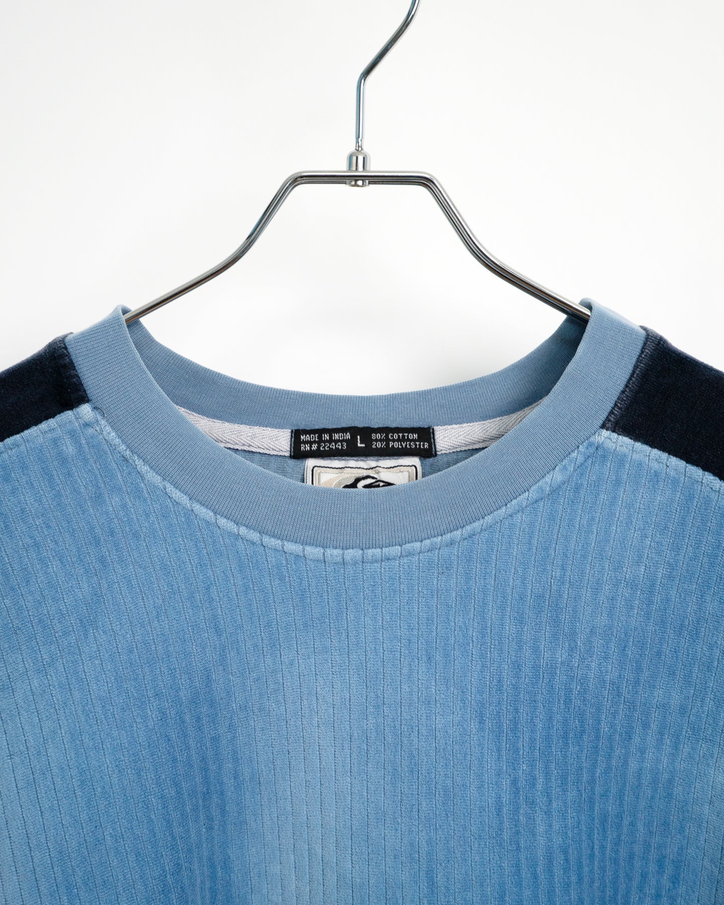 90s Velour pullover with rib-knit stripes