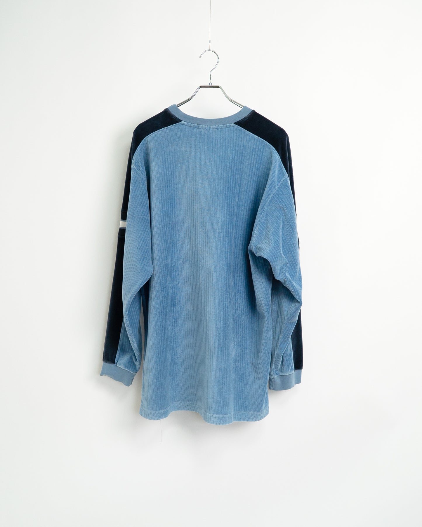 90s Velour pullover with rib-knit stripes