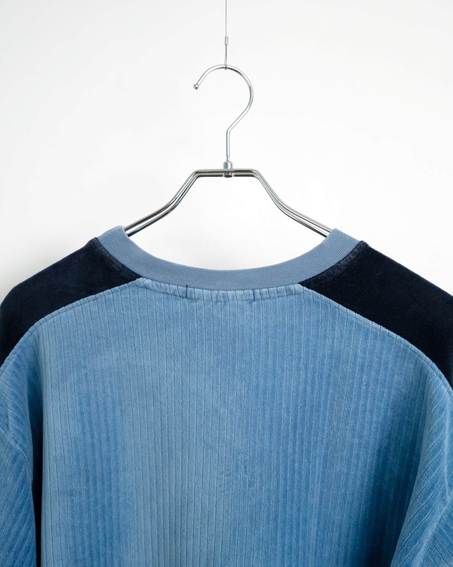 90s Velour pullover with rib-knit stripes