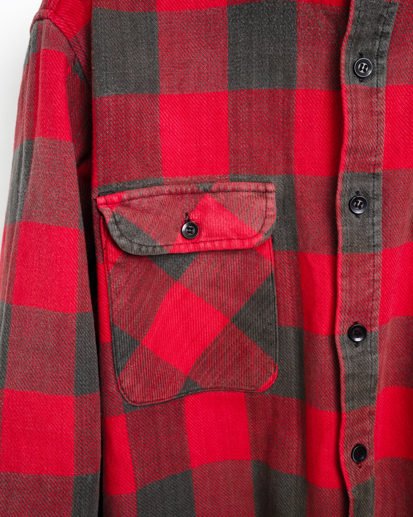 90s Red stand-collar flannel shirt