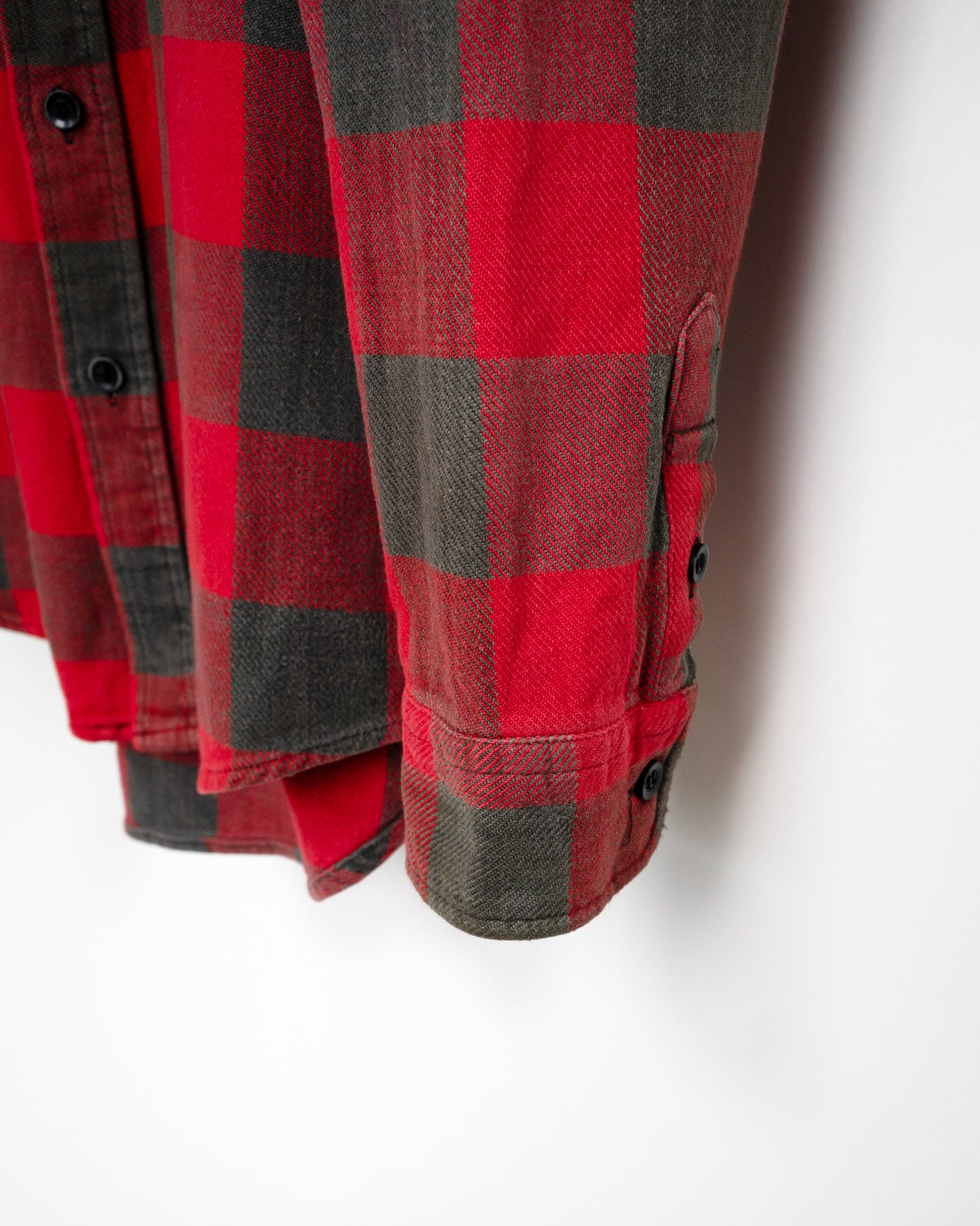 90s Red stand-collar flannel shirt