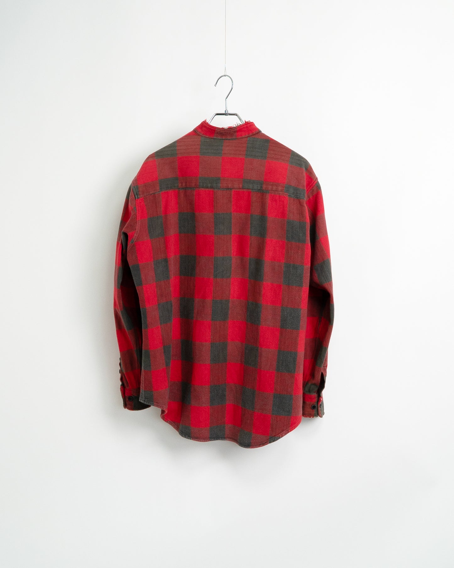 90s Red stand-collar flannel shirt