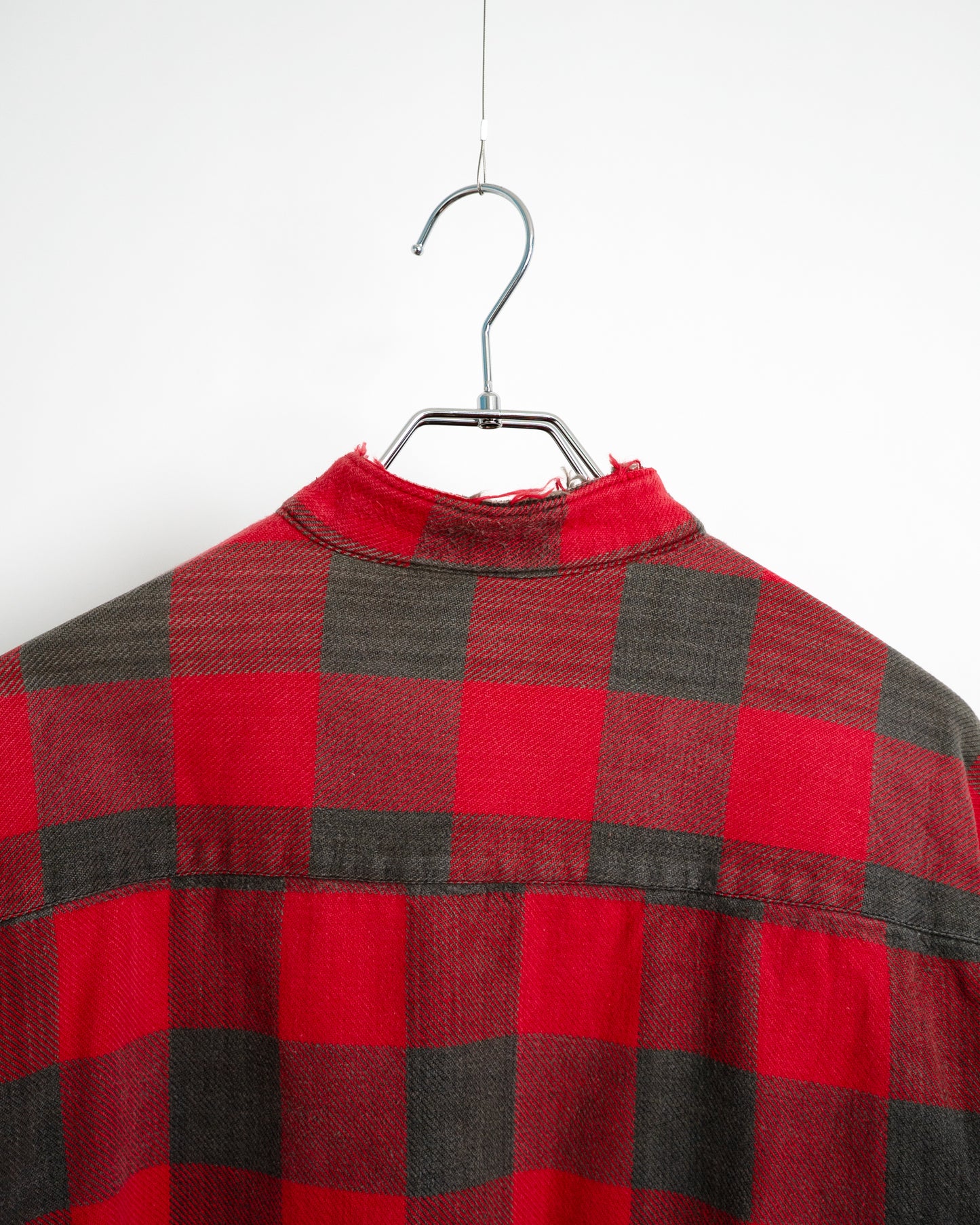 90s Red stand-collar flannel shirt