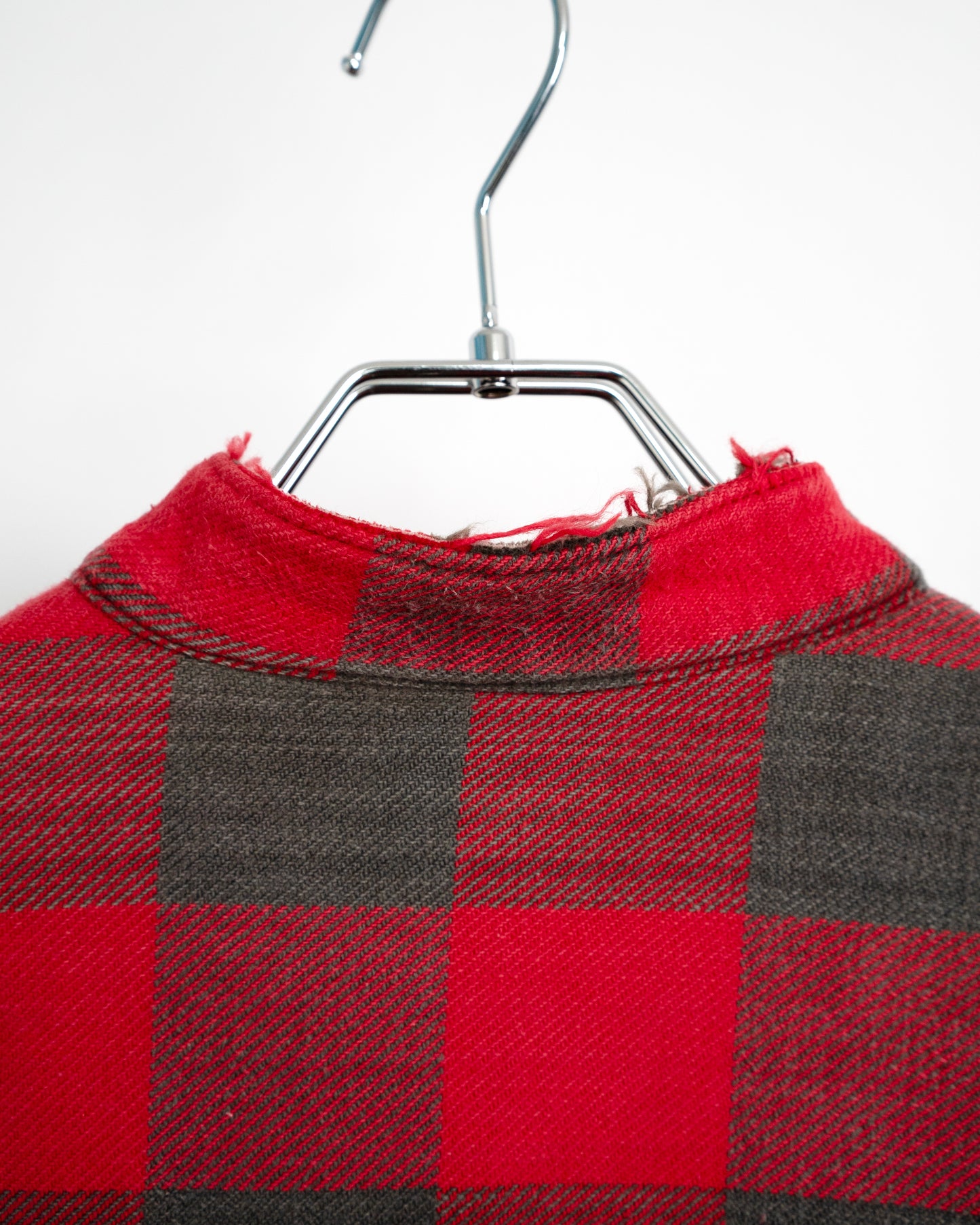 90s Red stand-collar flannel shirt