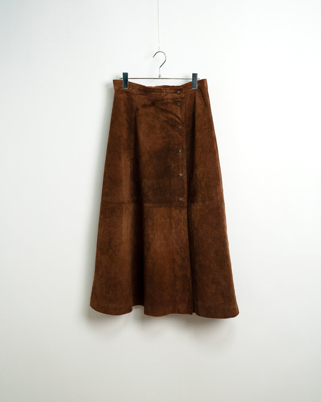 80s Long Flared Suede Leather Skirt