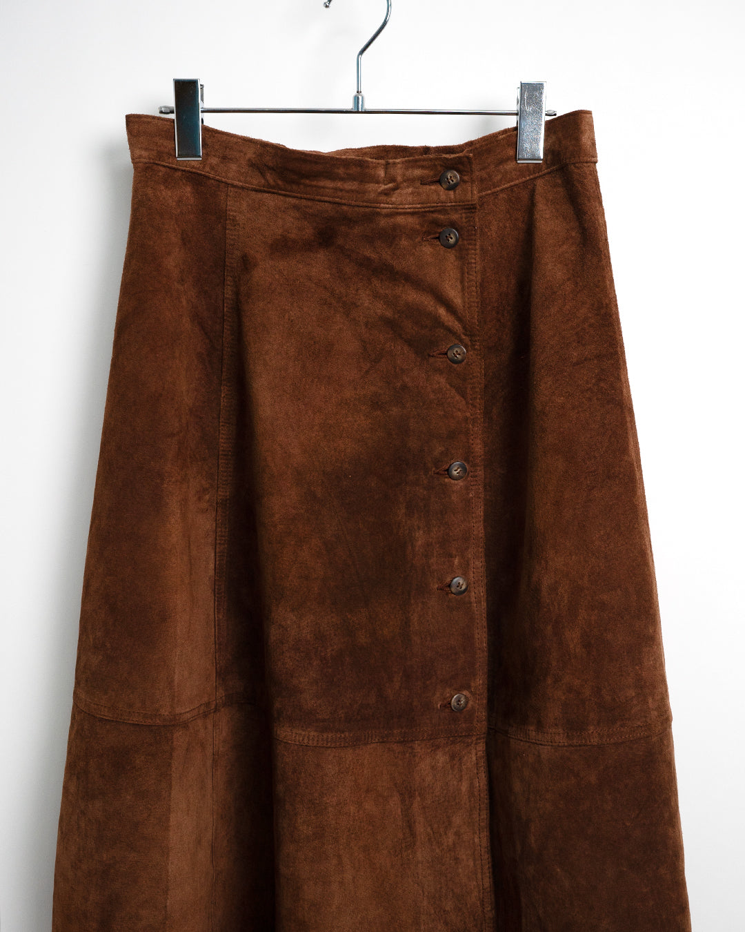 80s Long Flared Suede Leather Skirt