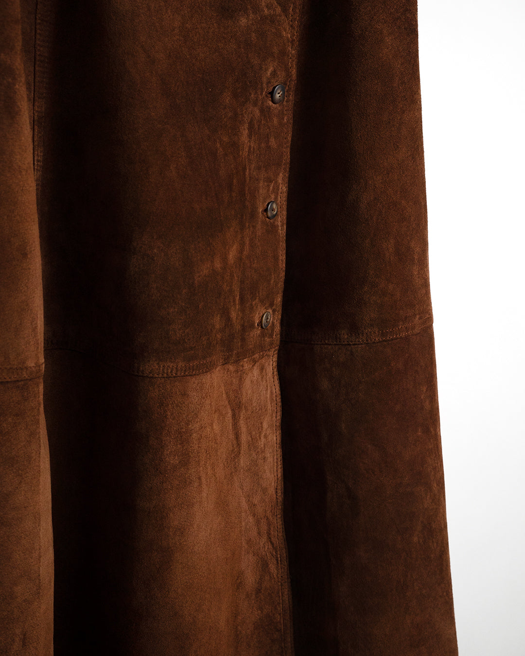 80s Long Flared Suede Leather Skirt