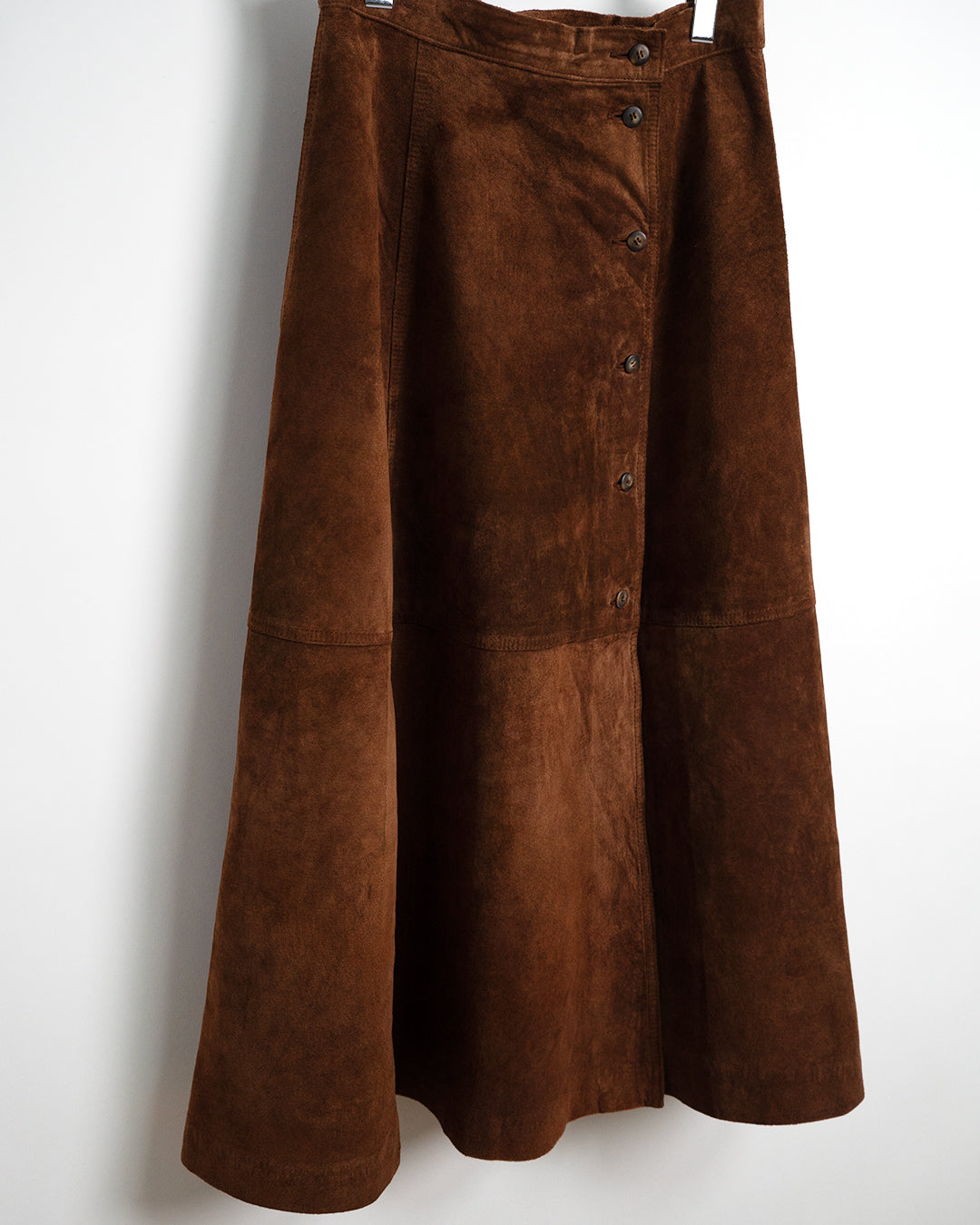 80s Long Flared Suede Leather Skirt