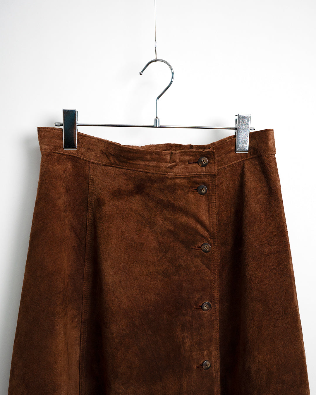 80s Long Flared Suede Leather Skirt