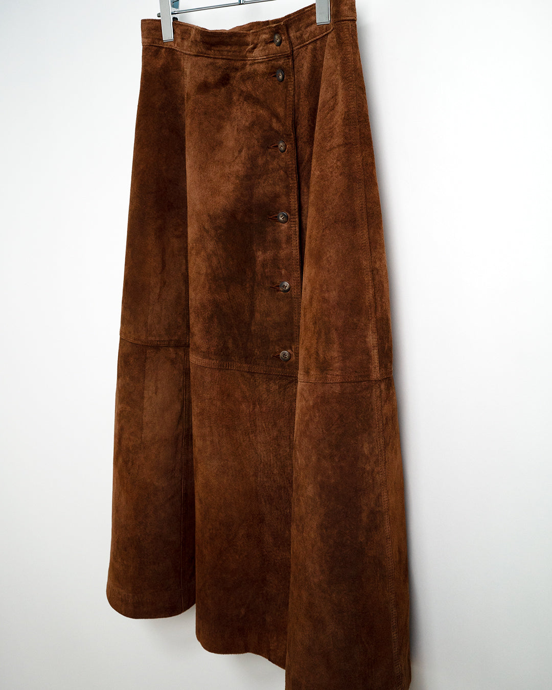 80s Long Flared Suede Leather Skirt