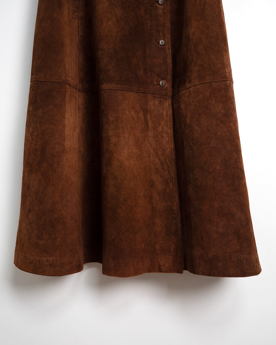 80s Long Flared Suede Leather Skirt