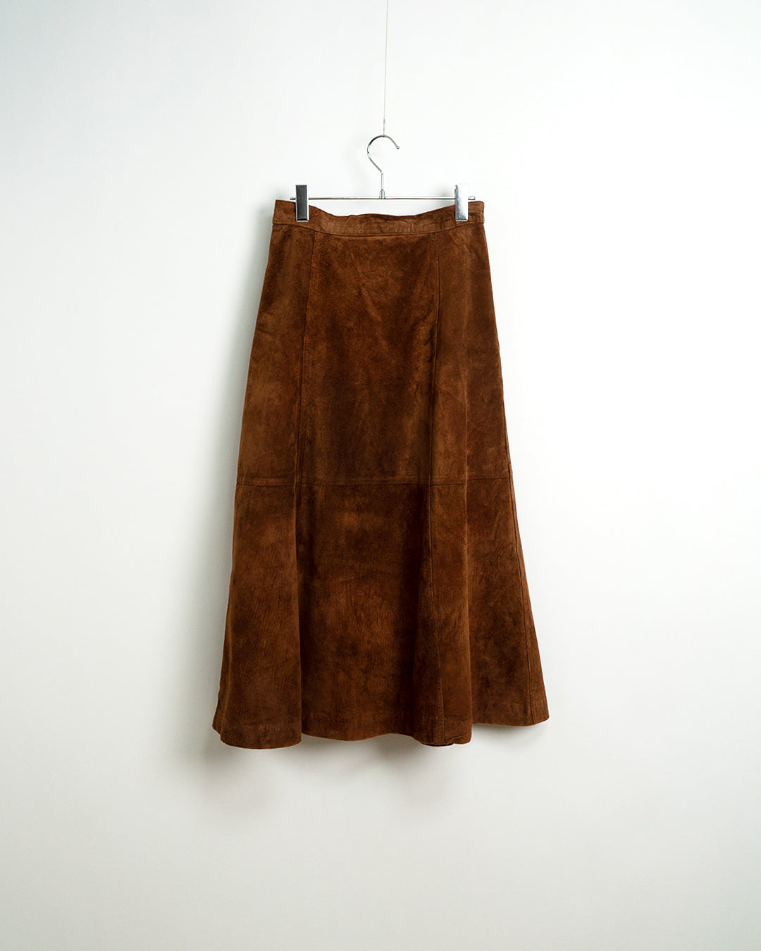 80s Long Flared Suede Leather Skirt