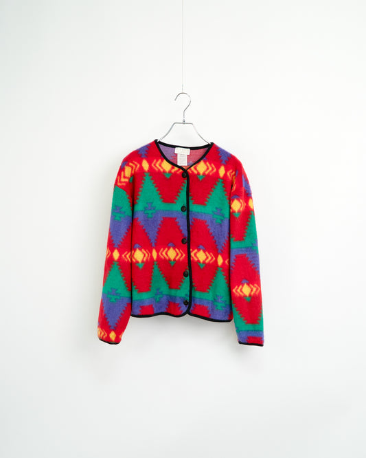 90s Southwestern Pattern Brushed Knit Cardigan