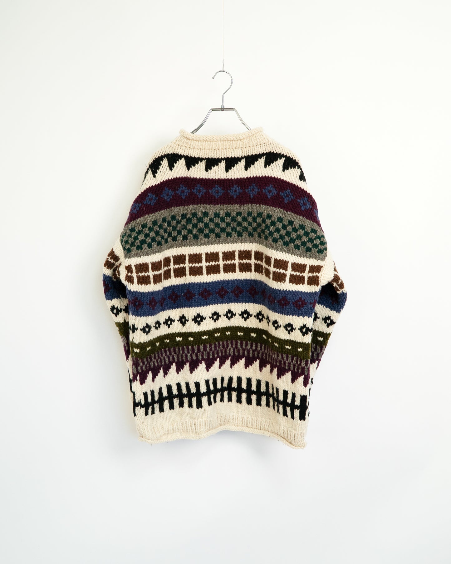 90s Heavy-Weight Hand-Knitted Wool Sweater "Otavalo"