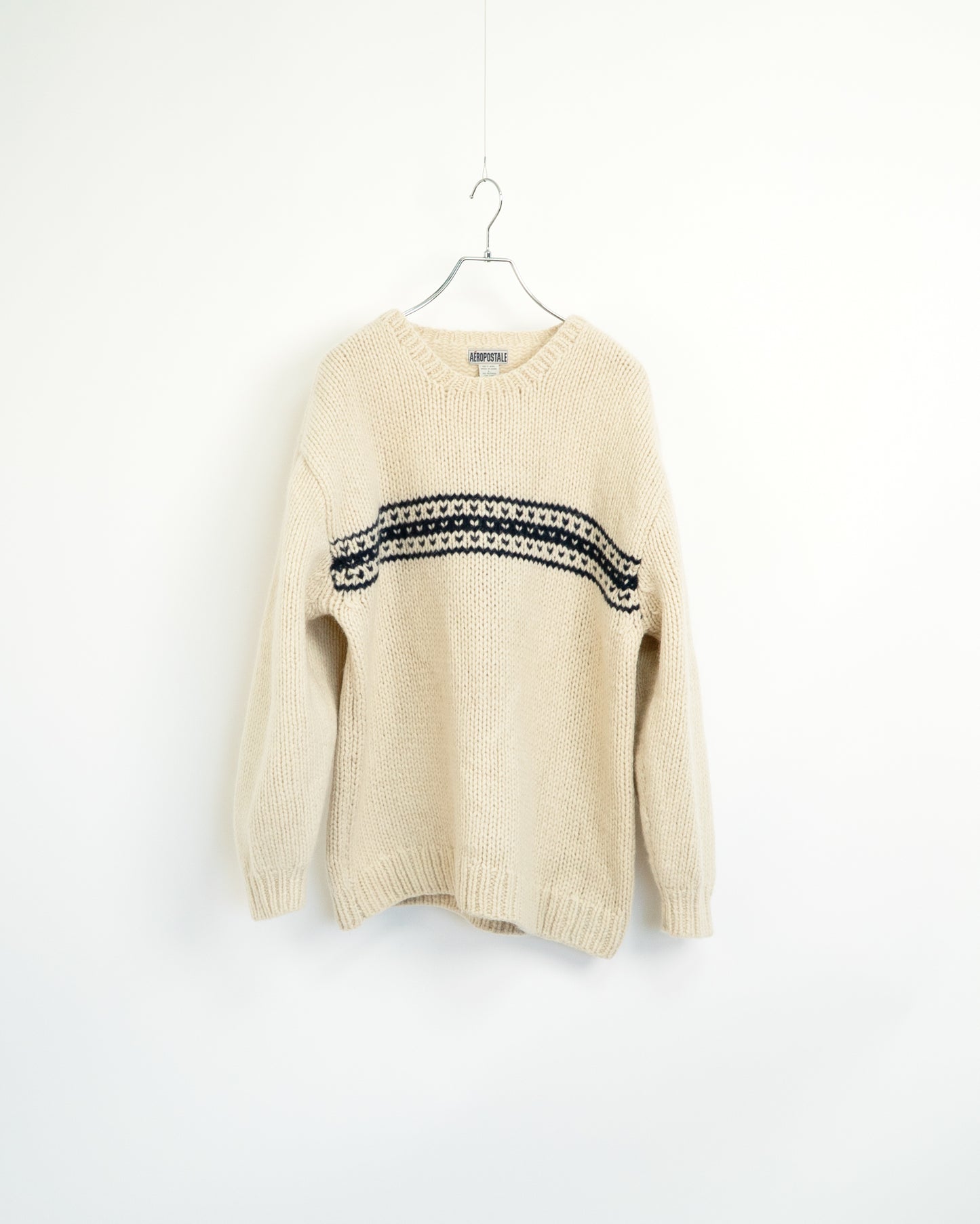 90s Heavyweight 100% Wool Nordic Stripe Knit Sweater