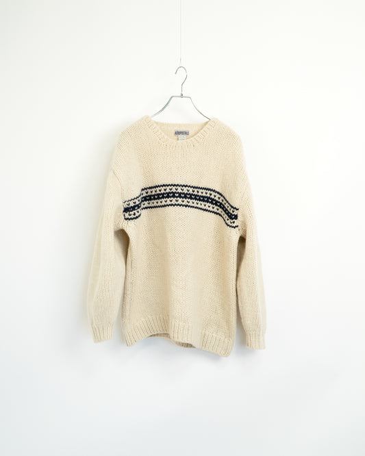 90s Heavyweight 100% Wool Nordic Stripe Knit Sweater