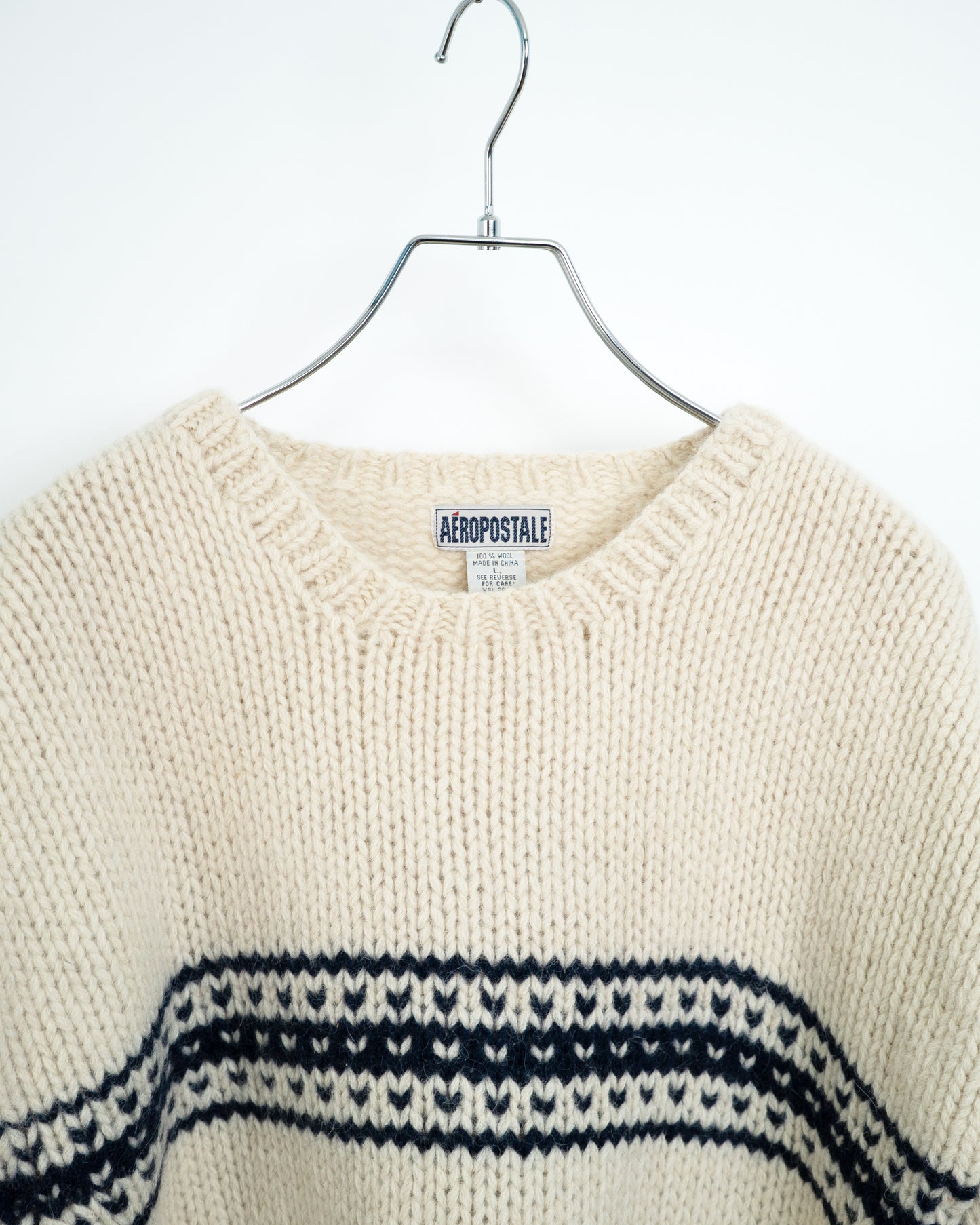 90s Heavyweight 100% Wool Nordic Stripe Knit Sweater