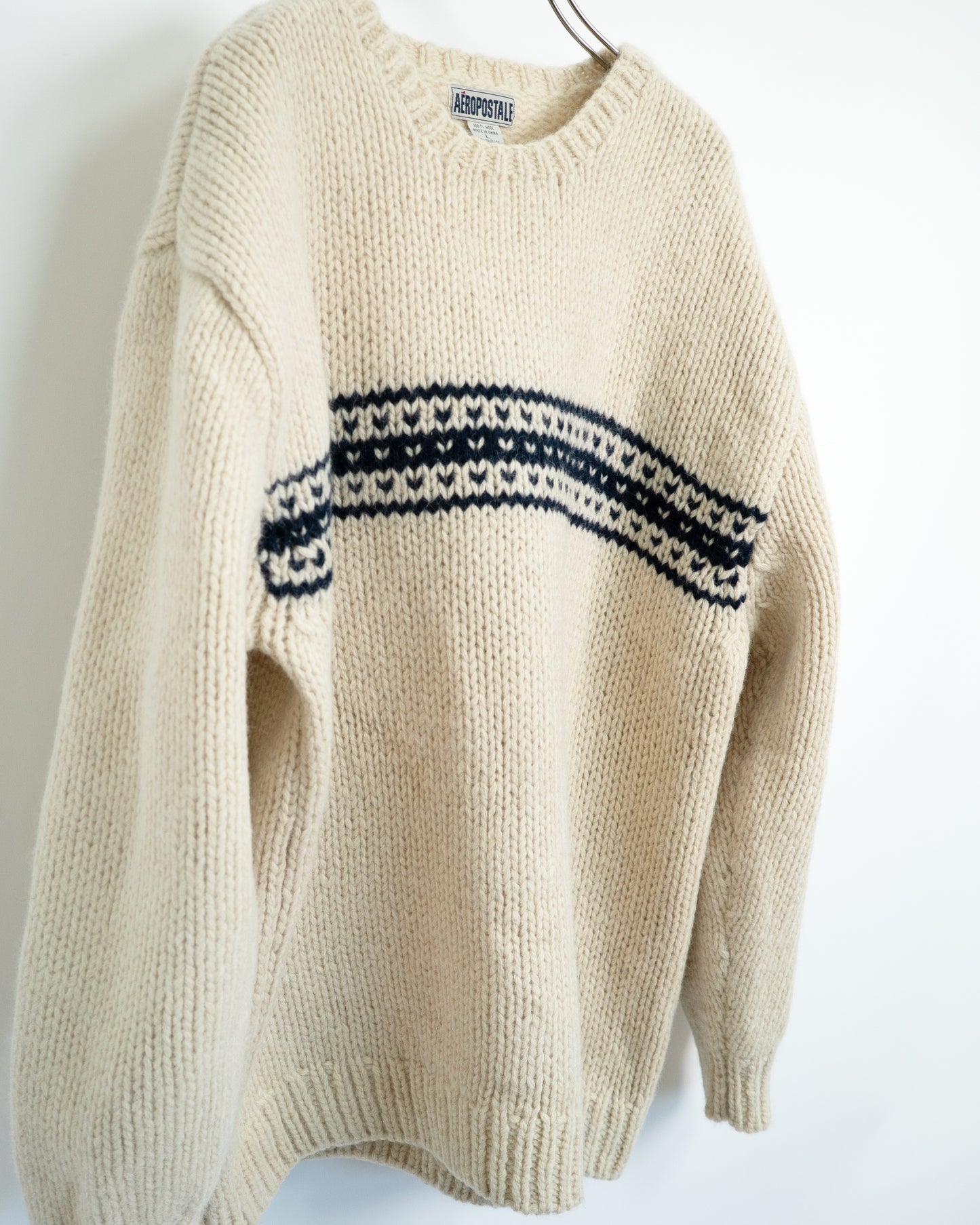 90s Heavyweight 100% Wool Nordic Stripe Knit Sweater