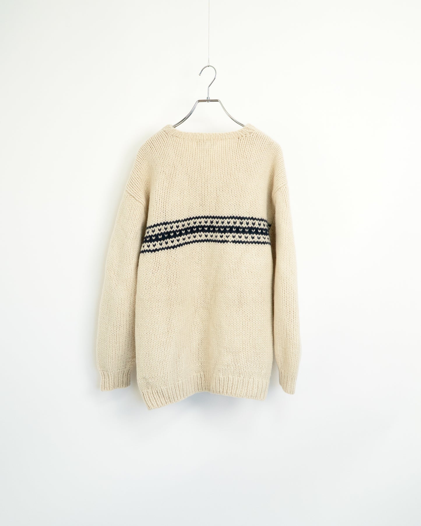 90s Heavyweight 100% Wool Nordic Stripe Knit Sweater