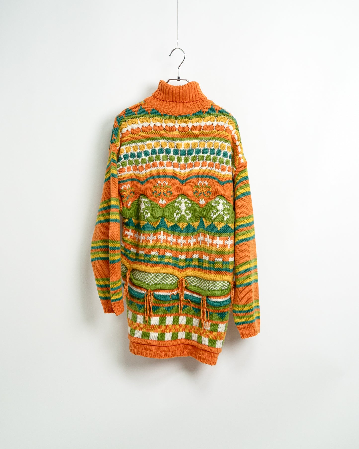 Multi-Color Sculptural Hand-Knitted Turtleneck