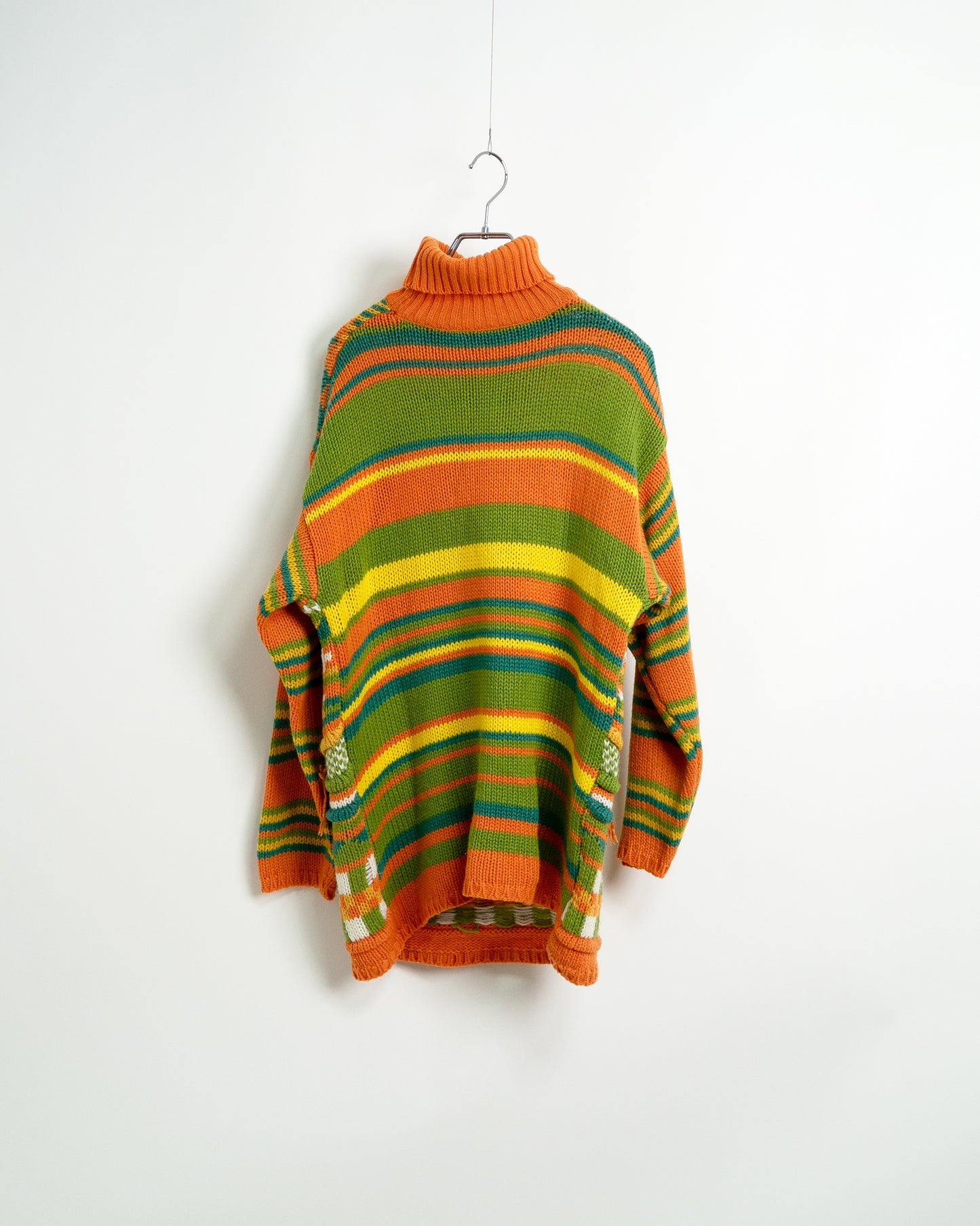 Multi-Color Sculptural Hand-Knitted Turtleneck
