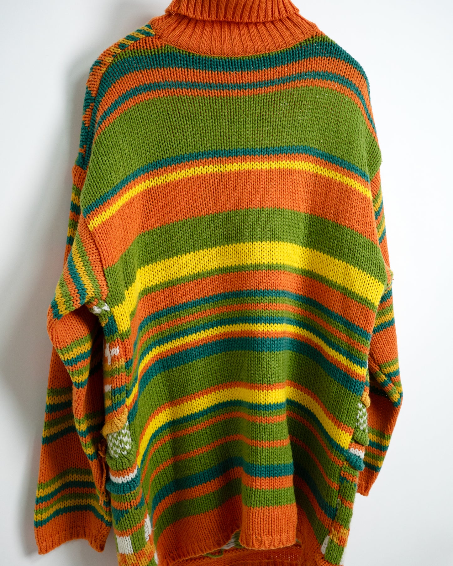 Multi-Color Sculptural Hand-Knitted Turtleneck