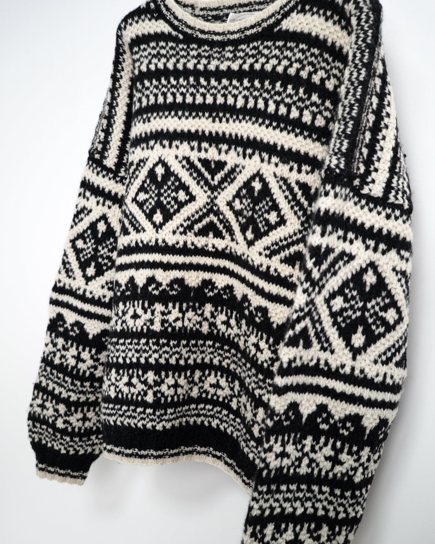 90s Shetland Wool Hand Knitted Sweater / Nordic Pattern