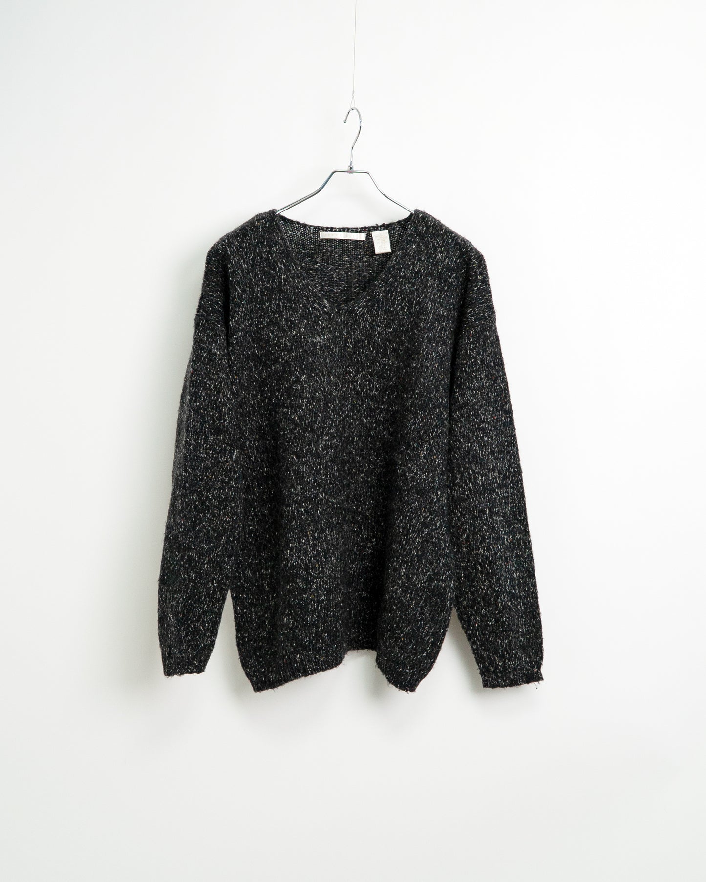 80s Multi-Color Nep V-Neck Knit Sweater