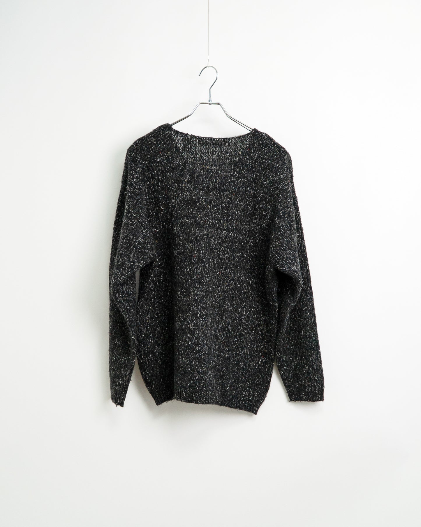 80s Multi-Color Nep V-Neck Knit Sweater