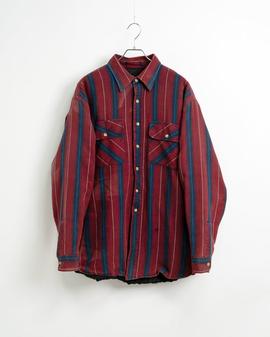 Quilted-Lined Herringbone Multi-Stripe Shirt Jacket