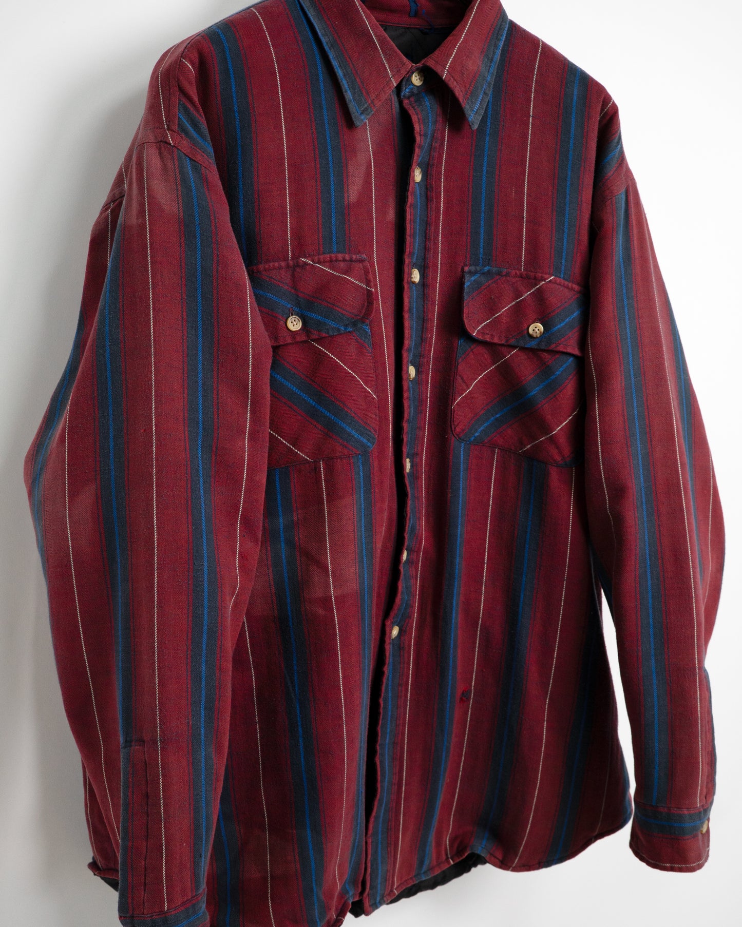 Quilted-Lined Herringbone Multi-Stripe Shirt Jacket