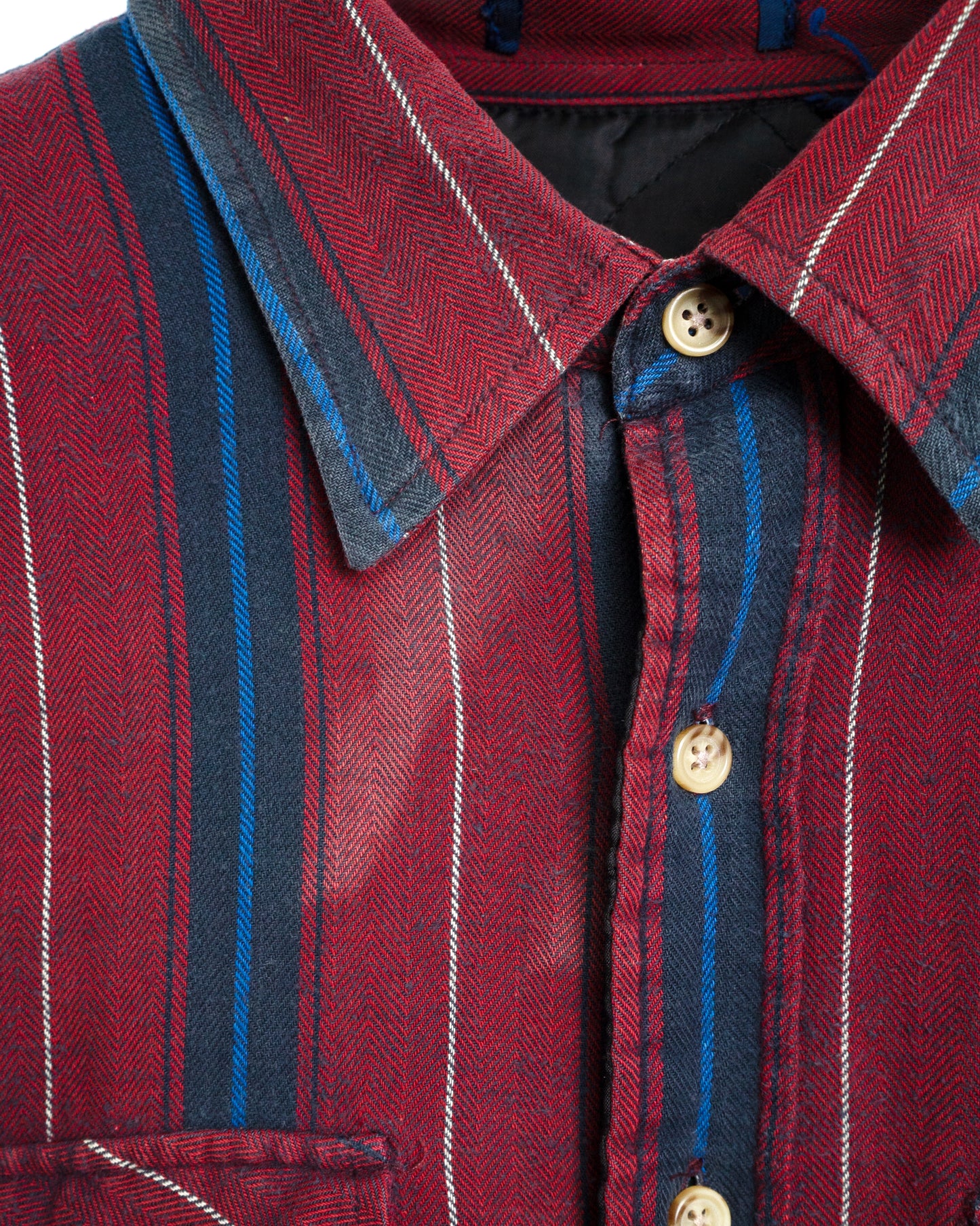 Quilted-Lined Herringbone Multi-Stripe Shirt Jacket