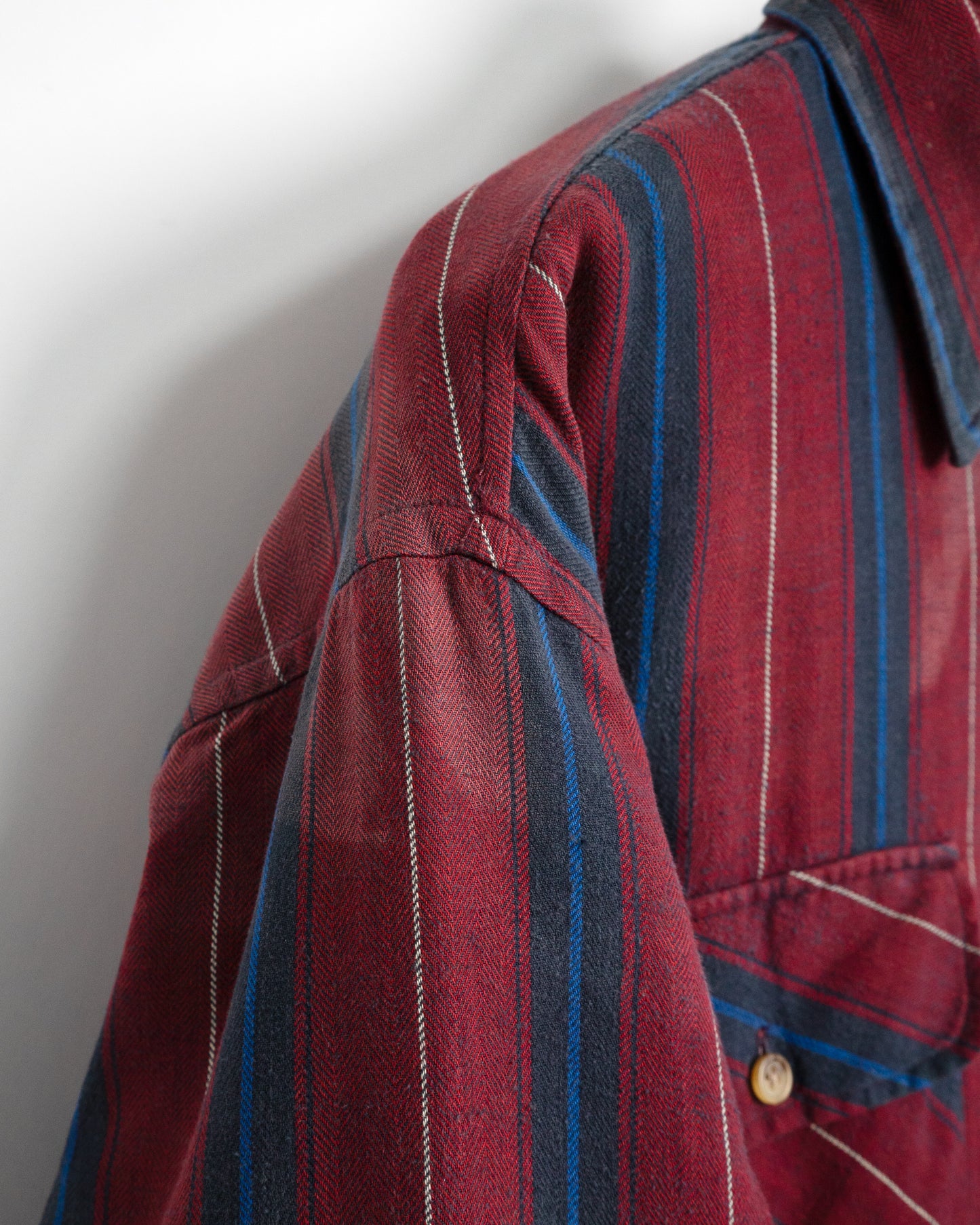 Quilted-Lined Herringbone Multi-Stripe Shirt Jacket