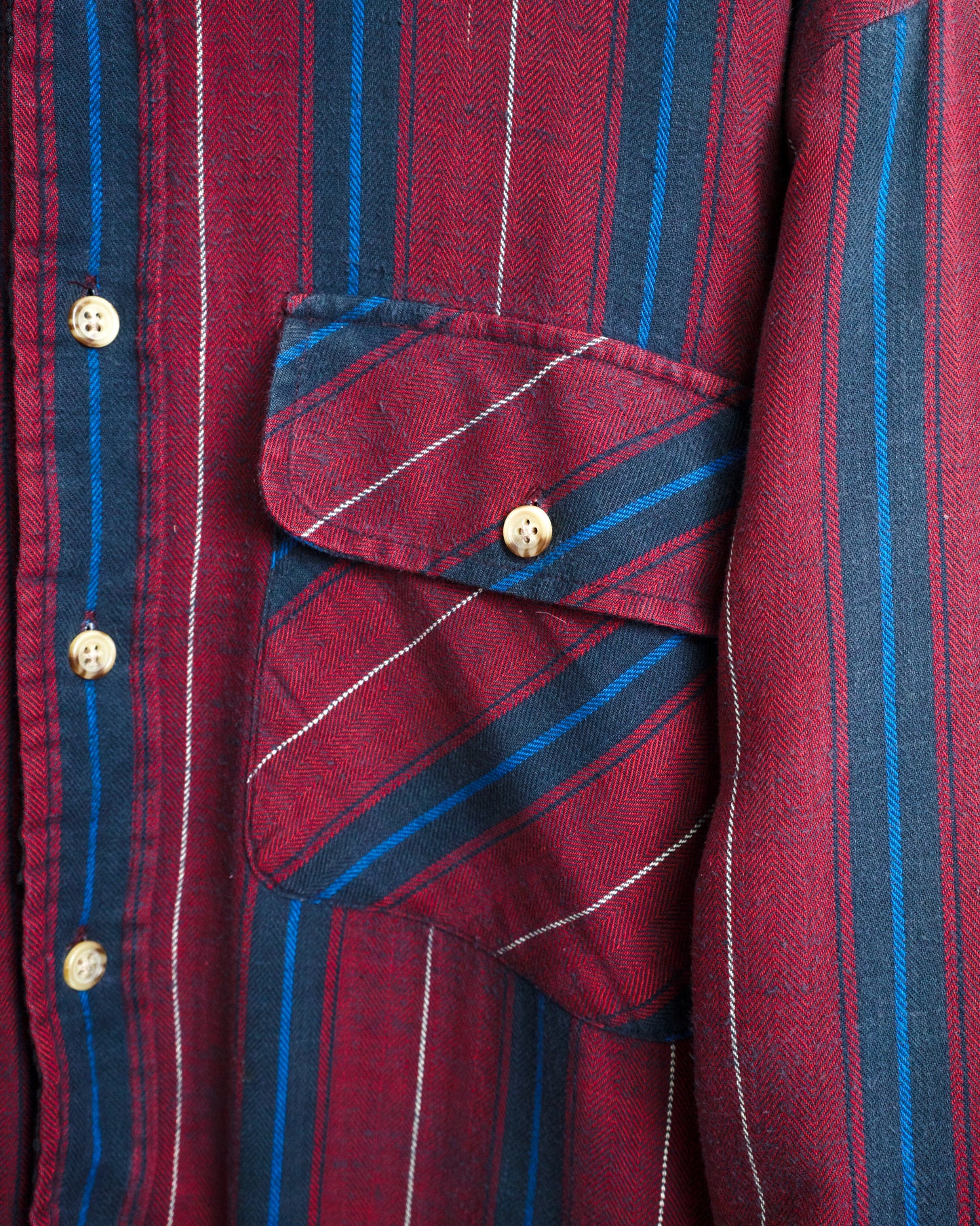 Quilted-Lined Herringbone Multi-Stripe Shirt Jacket