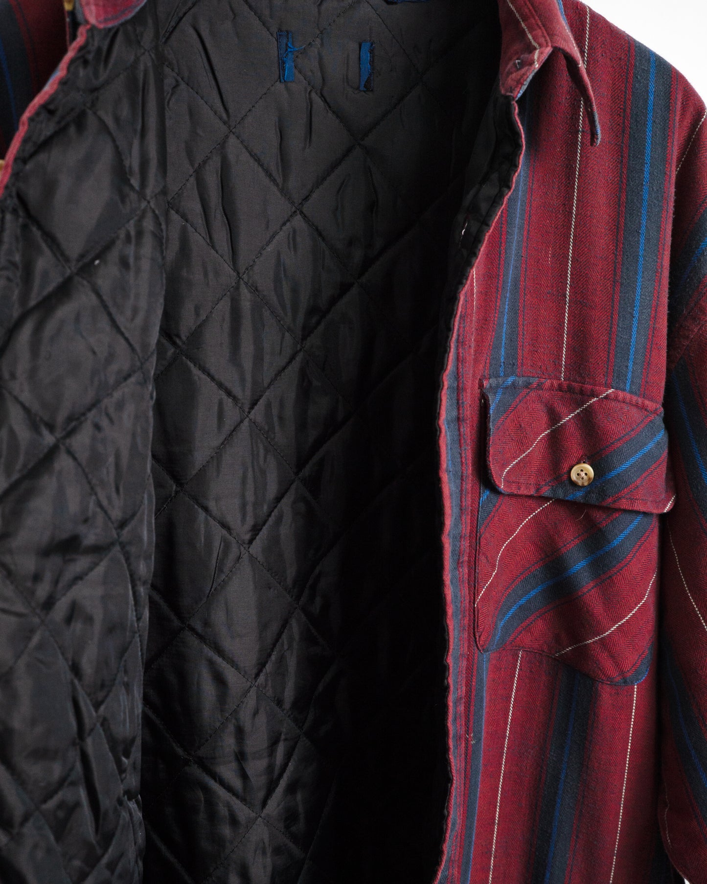 Quilted-Lined Herringbone Multi-Stripe Shirt Jacket