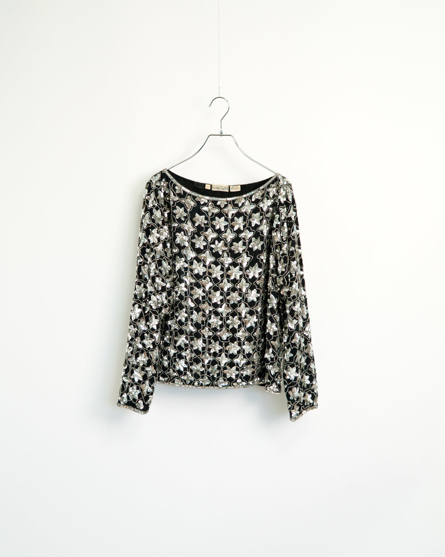 80s-Early90s Sequined Silk Blouse