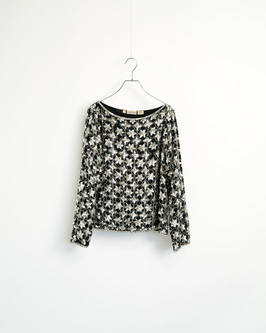 80s-Early90s Sequined Silk Blouse