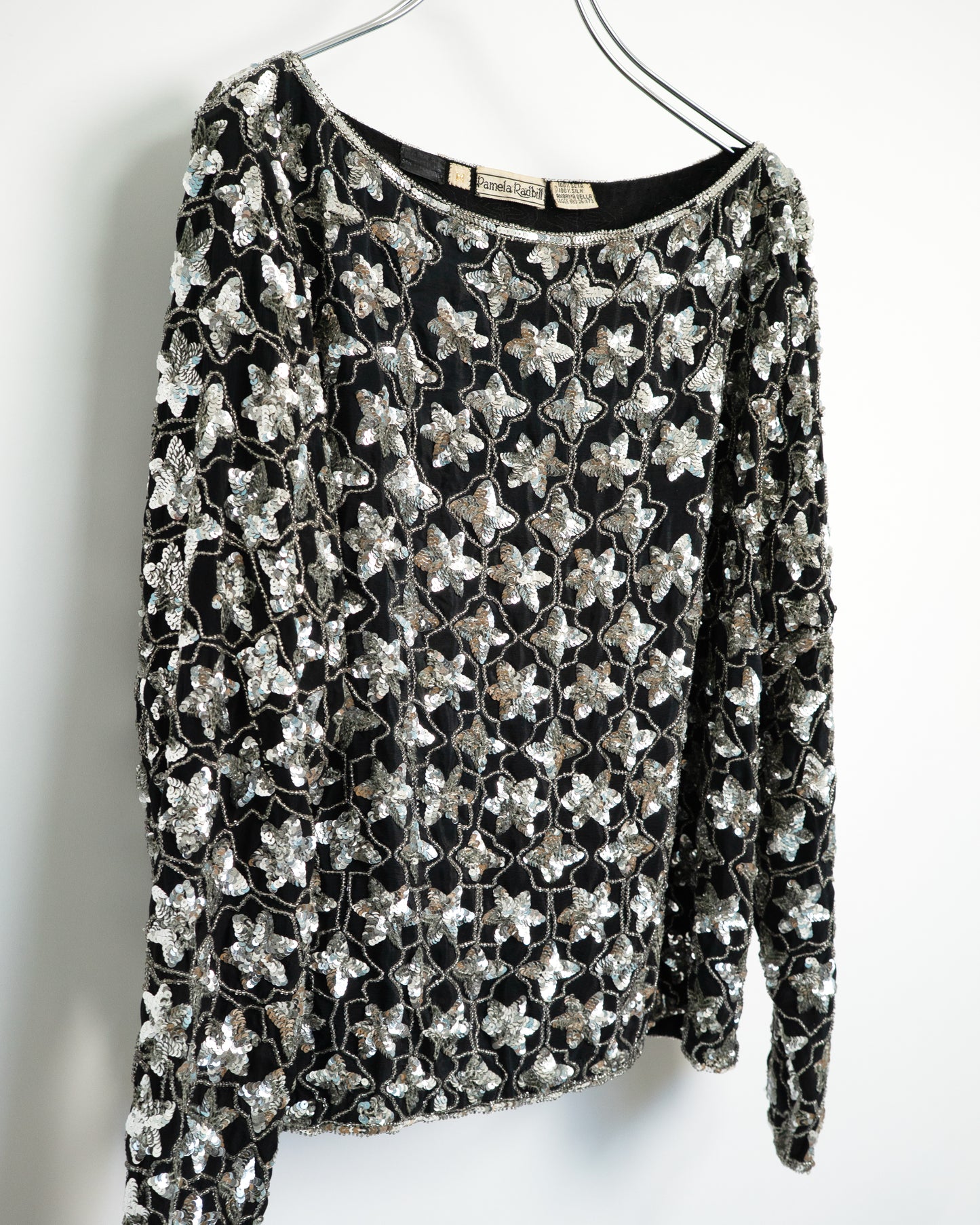 80s-Early90s Sequined Silk Blouse