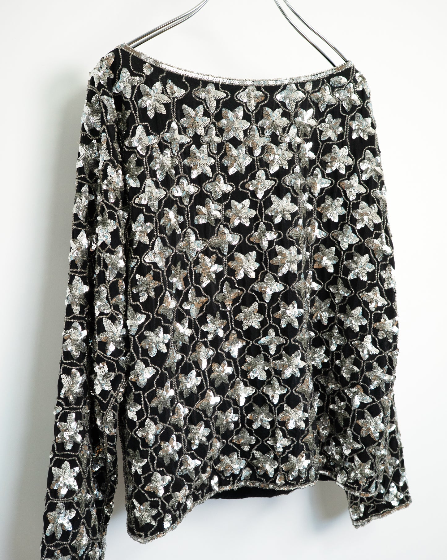 80s-Early90s Sequined Silk Blouse